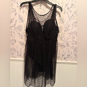 Polka Dot Mesh Swim Dress